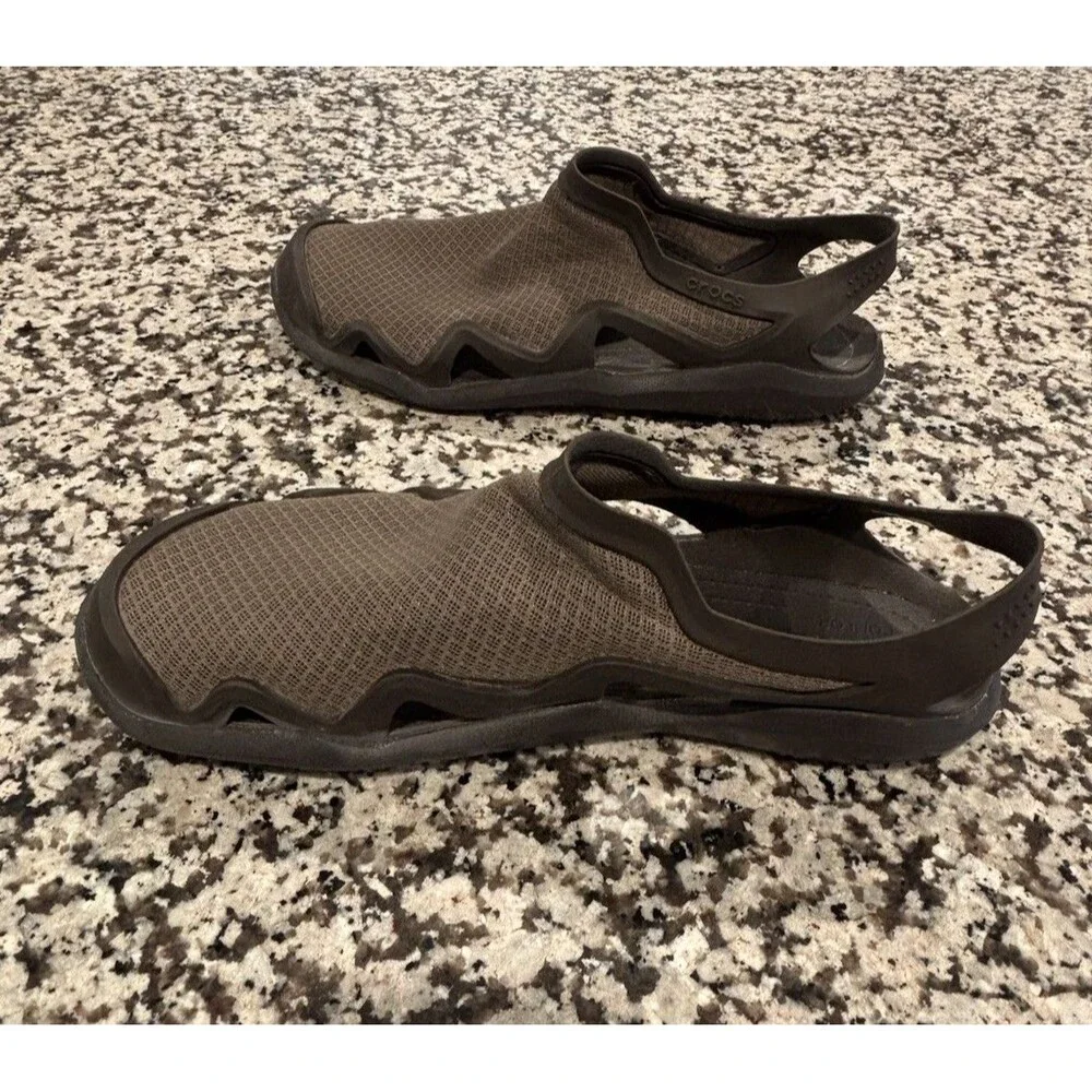 Crocs Swiftwater Wave Sandals Brown Mesh Slip On Water Shoes Men's Size 10